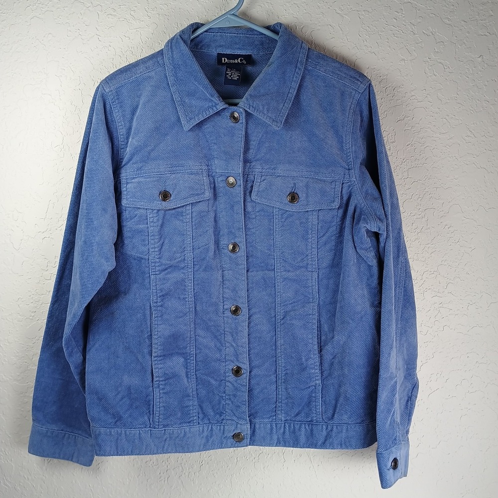 Denim &‎ Co. Women's XS Extra Small Blue Corduroy Button Front Jacket Pockets